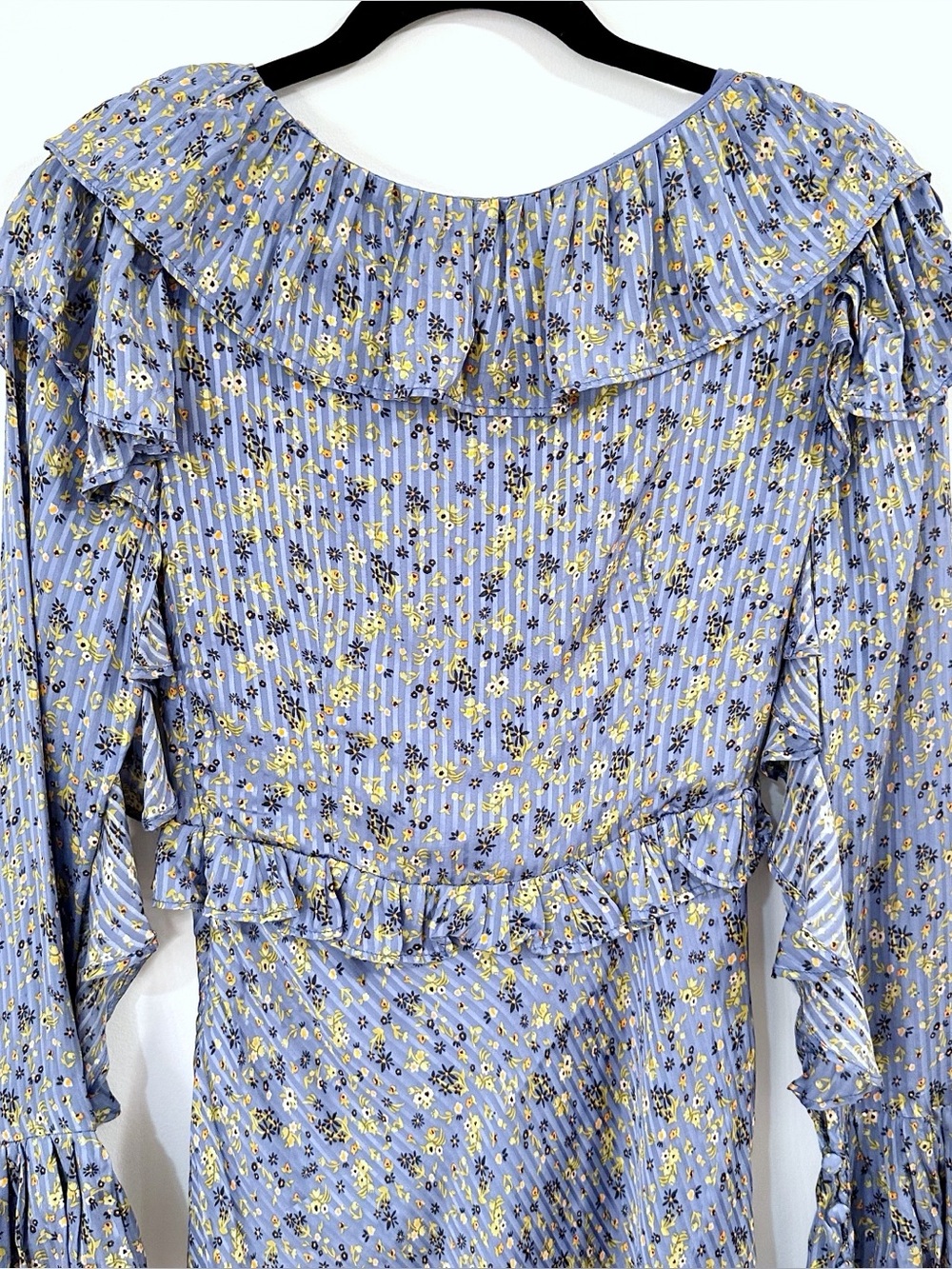 Free People Long Sleeve Empire Mini Dress Blue Size 2 - Picture 10 of 13
